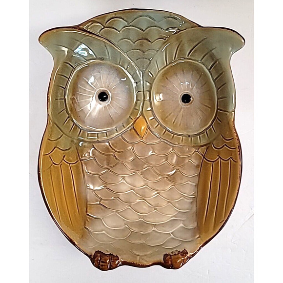 Unbranded Other - Owl Shaped Glazed Ceramic Serving Bowl 10"H Fall/ Harvest